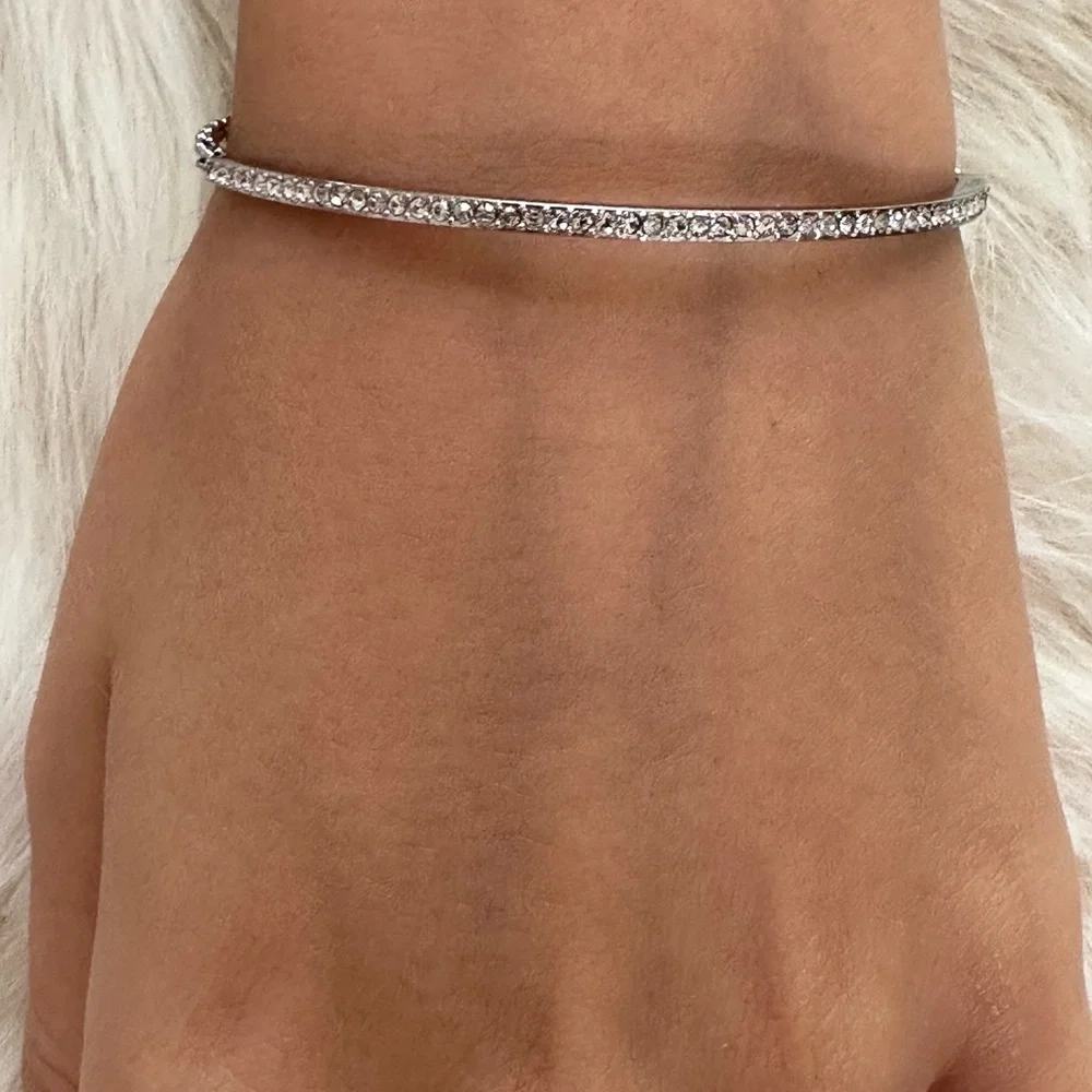 Michael Kors Silver Crystal Pavé Slim Bracelet